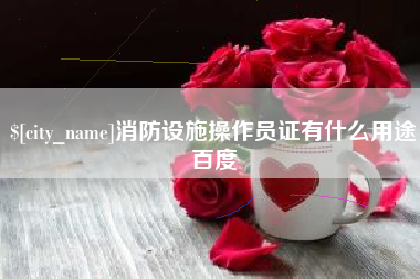 揭阳消防设施操作员证有什么用途百度